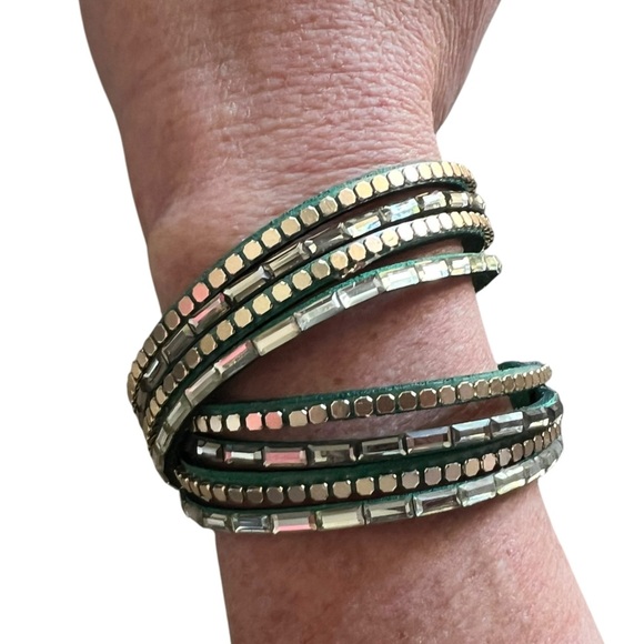 Chic Green and Gold Wrap Bracelet or Choker - Picture 5 of 7